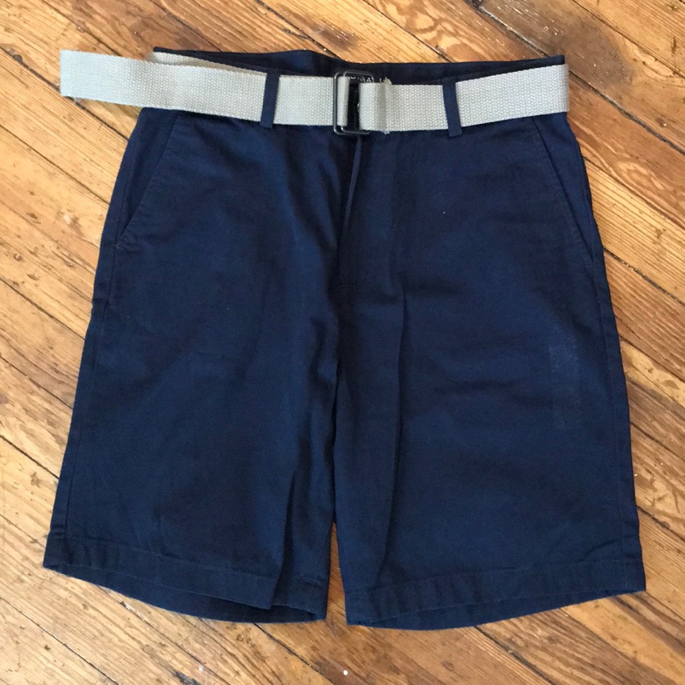 Nautica Shorts 32 With Belt Navy Blue NWOT